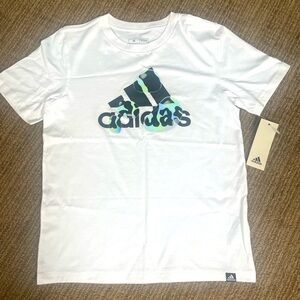 NWT-ADIDAS Boys sz.M 11/12 White T-shirt w/ bubble graphic